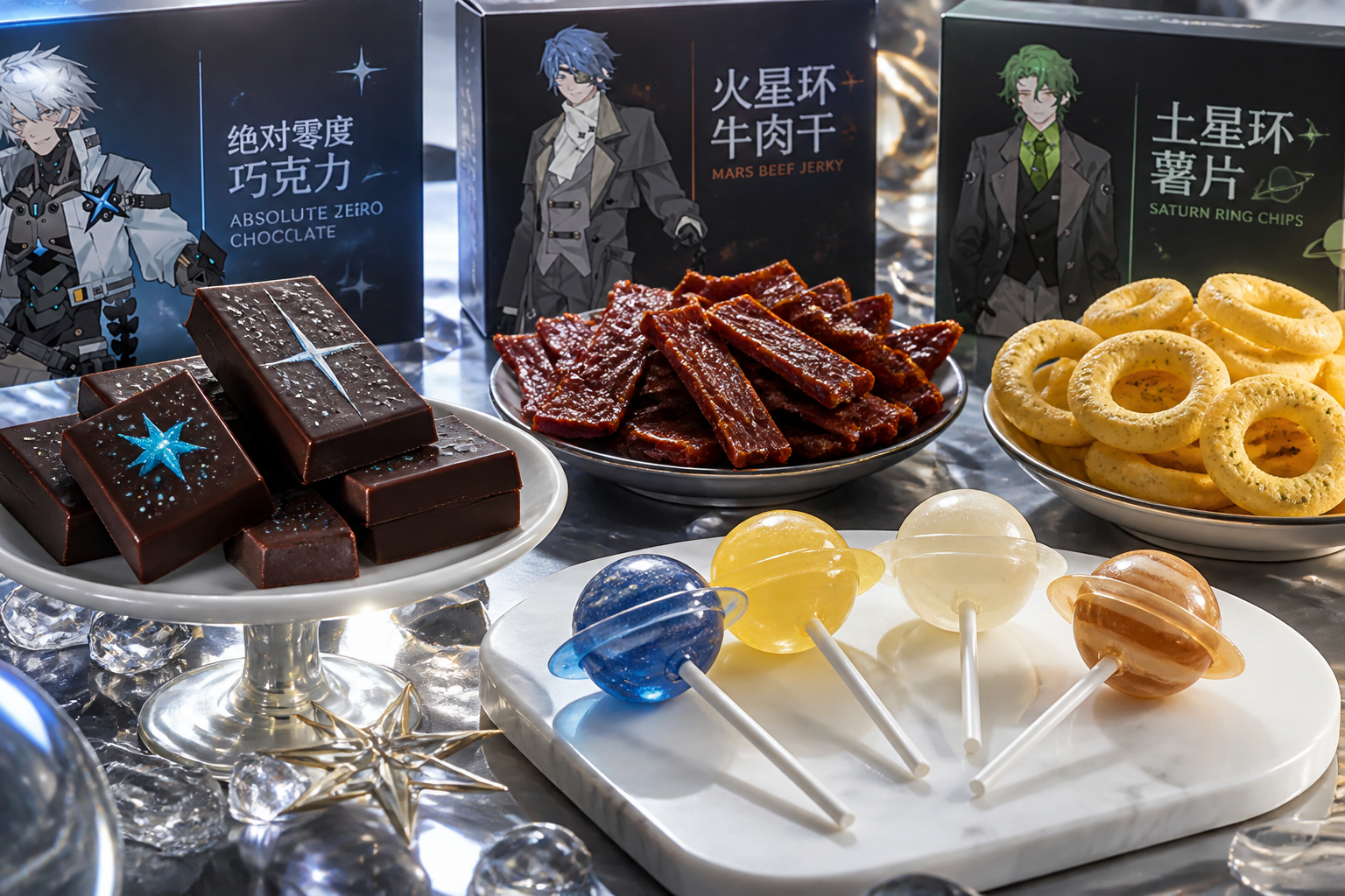 星际猎手零食店の商品を楽しむシーン
